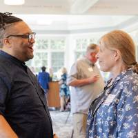 Dr. Shorty talking with Pat Robinson